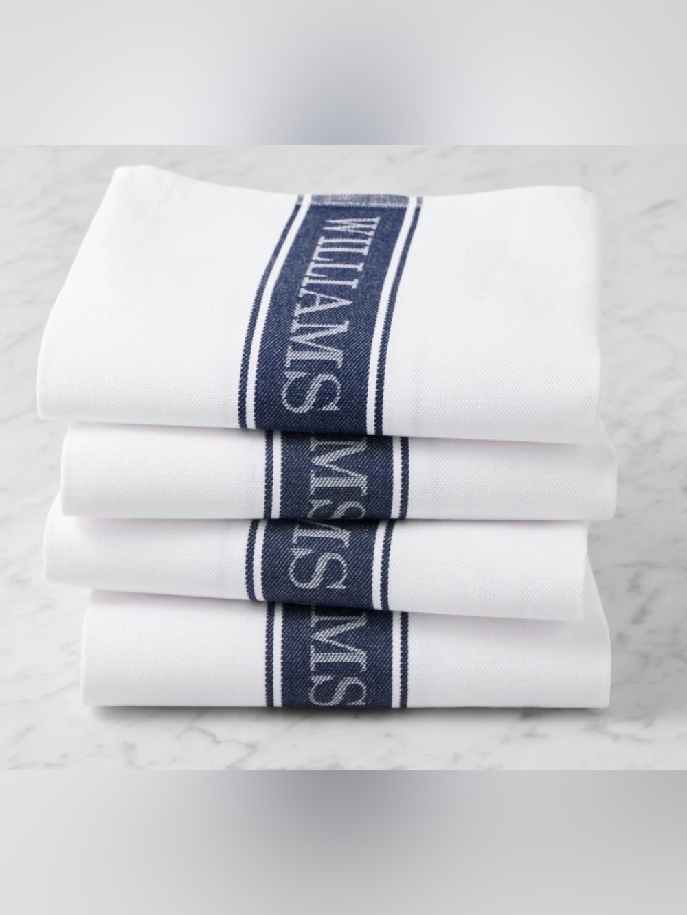 Williams Sonoma Classic Logo Kitchen Towels ~ Set of 4  (Navy)